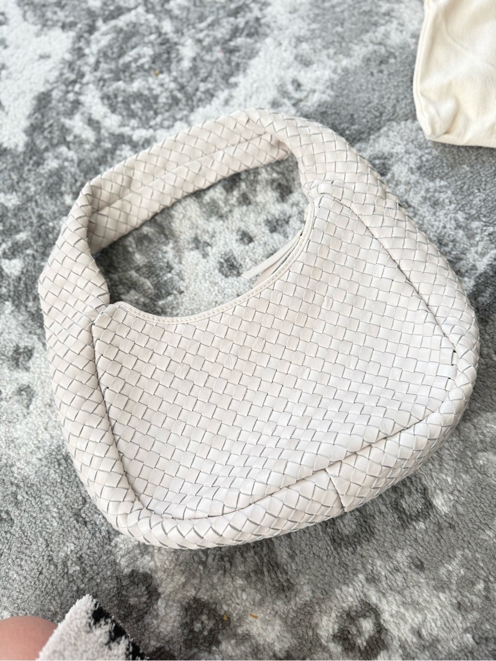 Woven Hobo Shoulder Bag - Cream